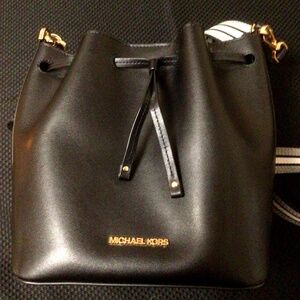 Michael Kors black bucket style shoulder bag